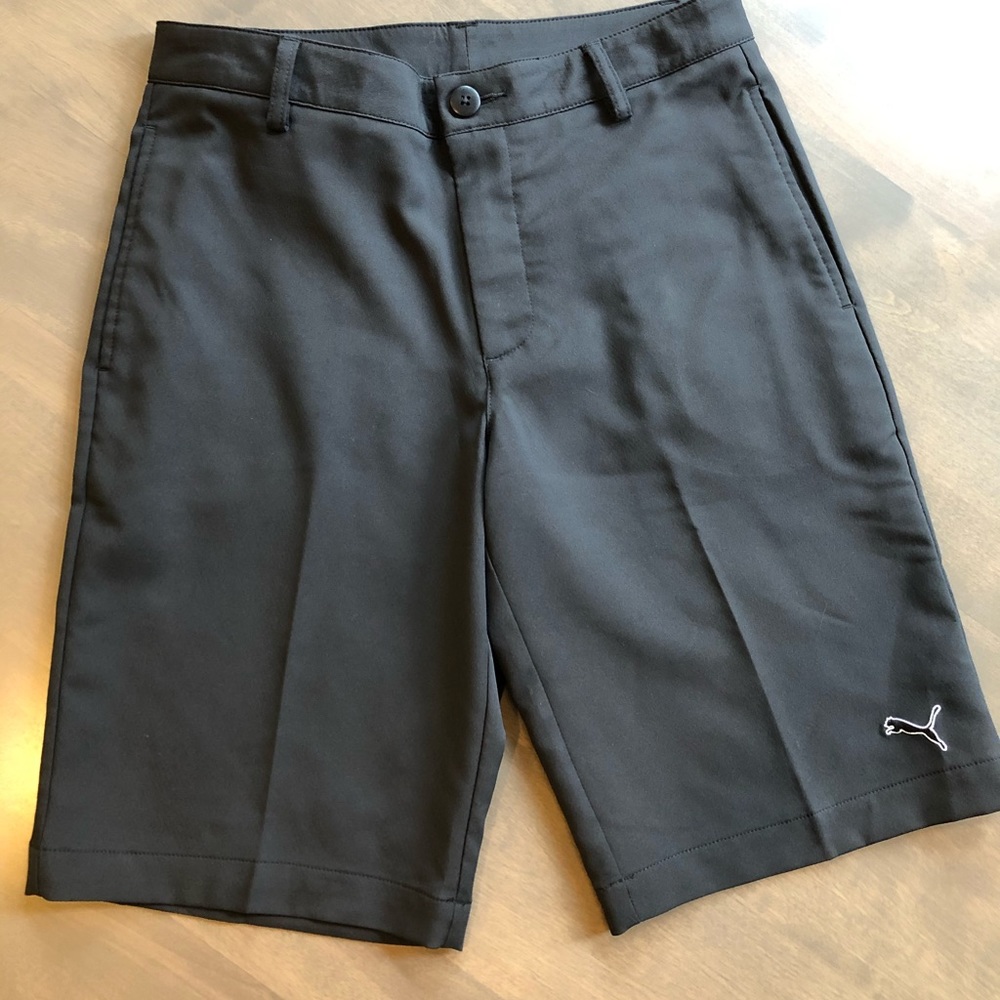 Boys Black Puma Golf Shorts